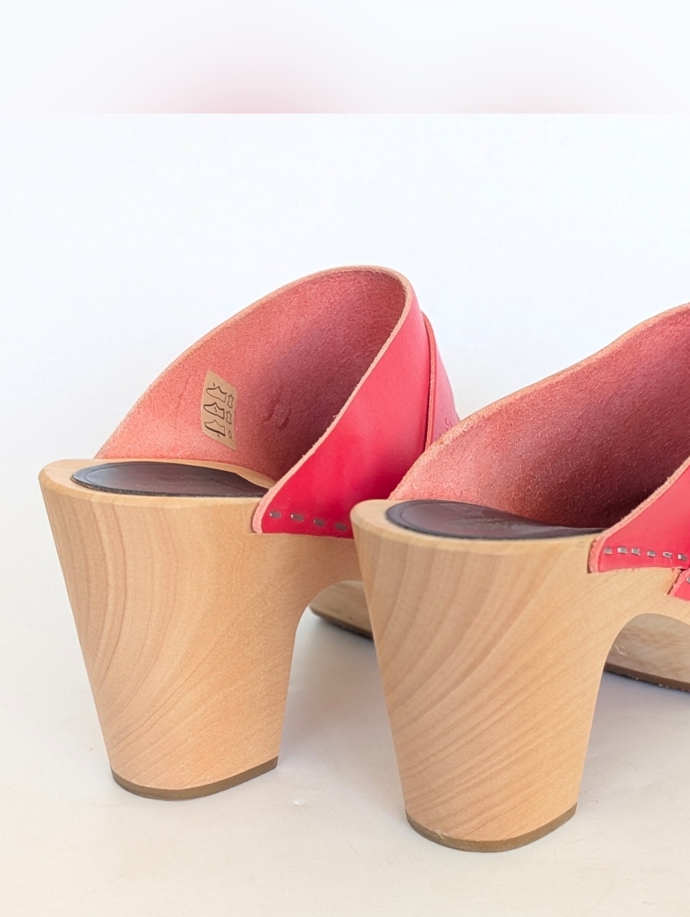 Swedish Hasbeens Red Slip In Classic Clog - Picture 5 of 9